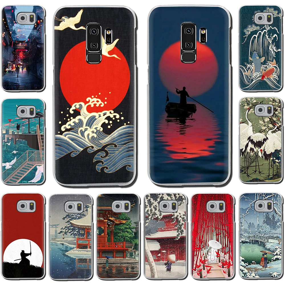 Жесткий чехол Ukiyo e в японском стиле для телефона Samsung Galaxy S6 7 Edge S8 9 Plus S10 E note 8 M10 20