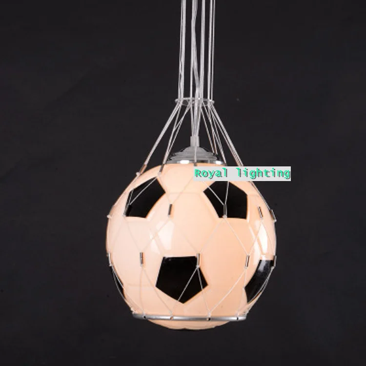 Стеклянная Подвесная лампа в виде футбольного мяча для детской комнаты