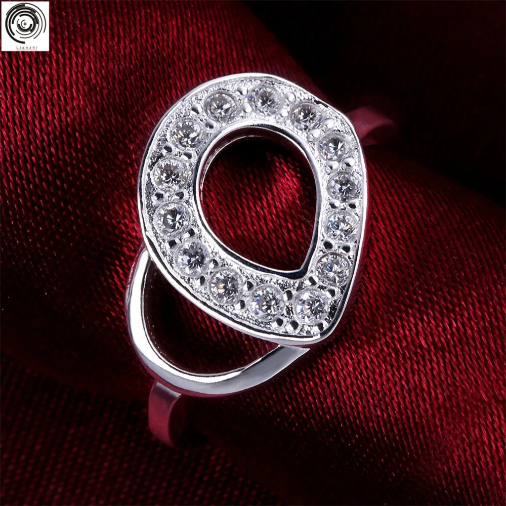 LianZhi Plating silver water droplets zircon contracted ring R559-8 LKNSPCR559-8 | Украшения и аксессуары