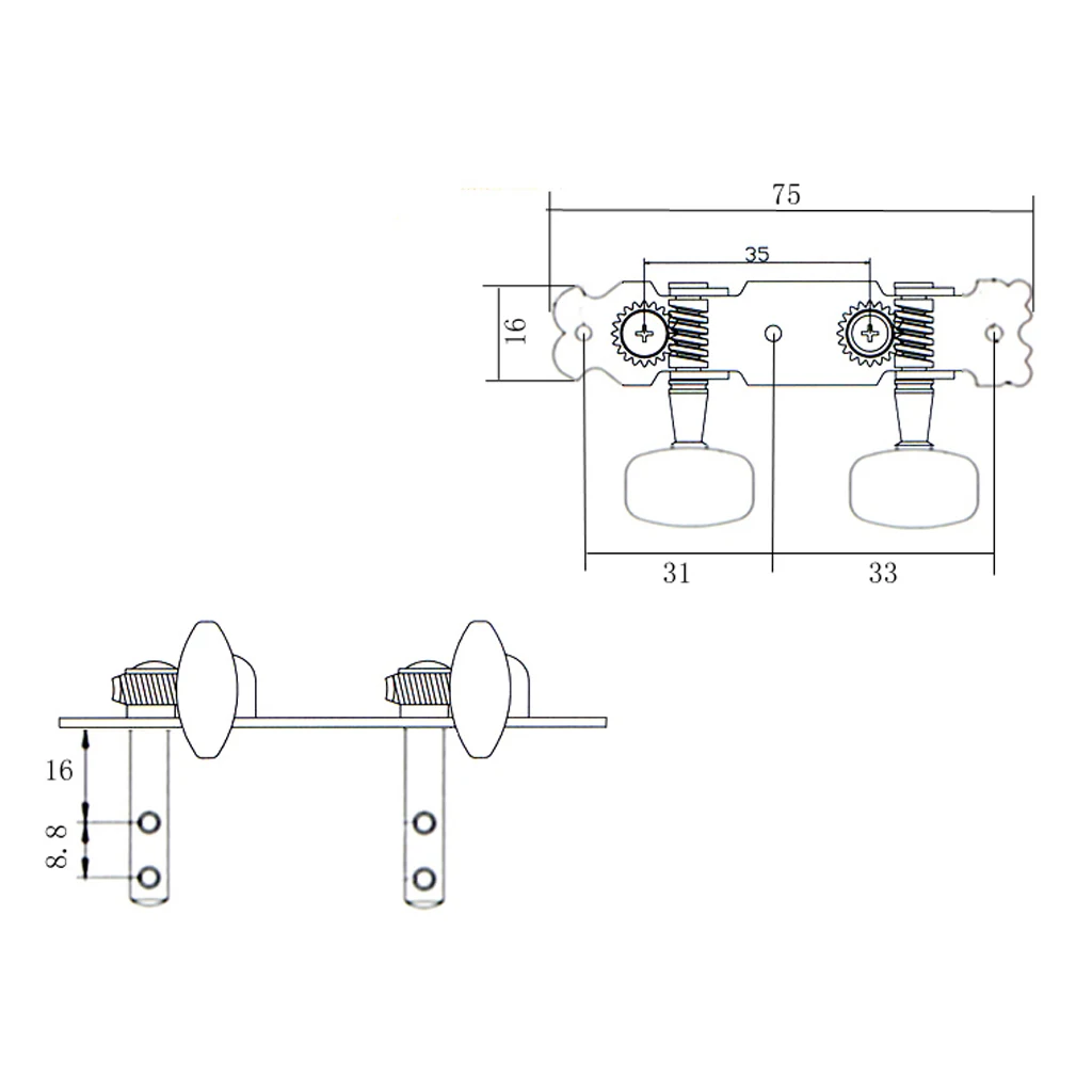 2 шт. тюнер для укулеле и гитары струнная Настройка колышки машинная 2R2L 4 струны