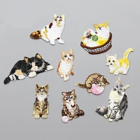 1pc cute cat embroidered patches for clothing iron on embroidery stickers for backpack applique decoration carton badge cats