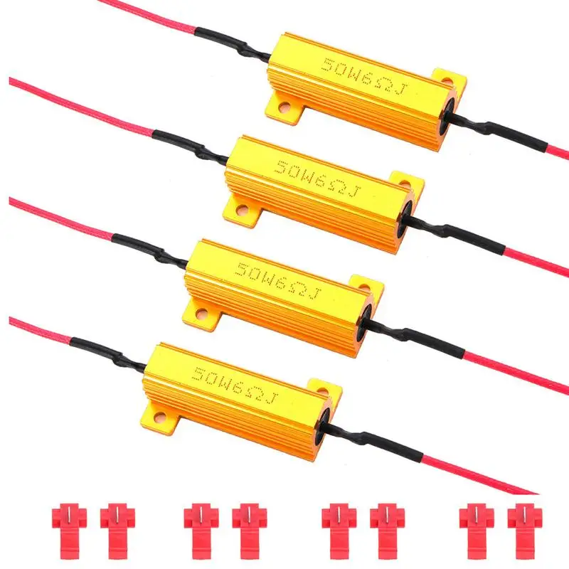 

4pcs Decoding Resistor LED Indicator 50W Flash Rate Relay Turn Signal Load Resistor Bulbs Ballast