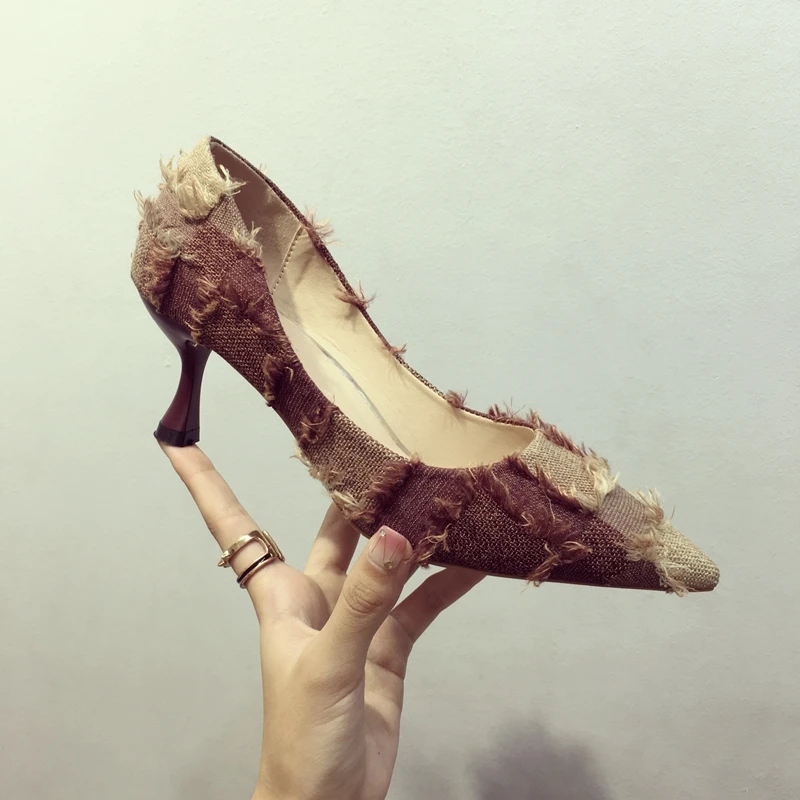 High heels female summer 2018 new wild fashion black stiletto shallow pointed single shoes women's sexy personality | Обувь