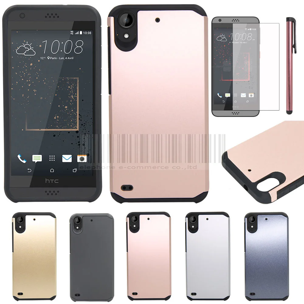С двойным слоем ТПУ + PC Броня противоударный жесткий чехол с защитой экрана для htc