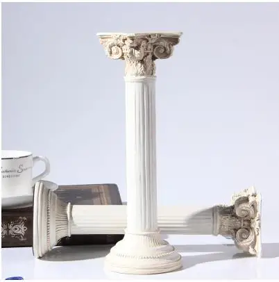Пара винтажных римских колонн из смолы креативное художественное оформление