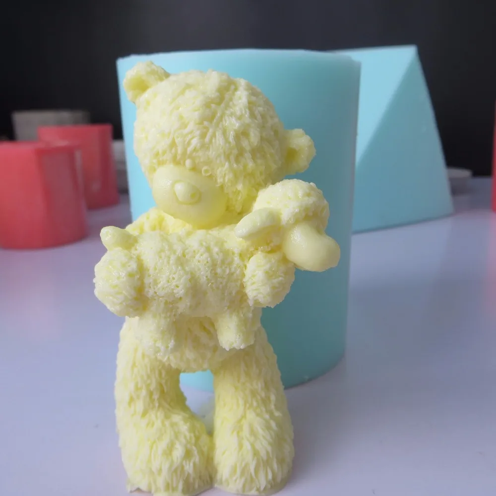 Силиконовая 3d форма в виде медведя с овчиной для помадки искусственные формы