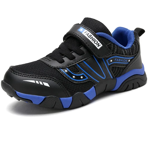 Blue Boys Shoes Зимние теплые кожаные Нескользящие Детские кроссовки; резиновые кроссовки для мальчиков; Черная уличная детская прогулочная обувь; спортивная обувь для бега; Лидер продаж - Цвет: Blue Boys Shoes