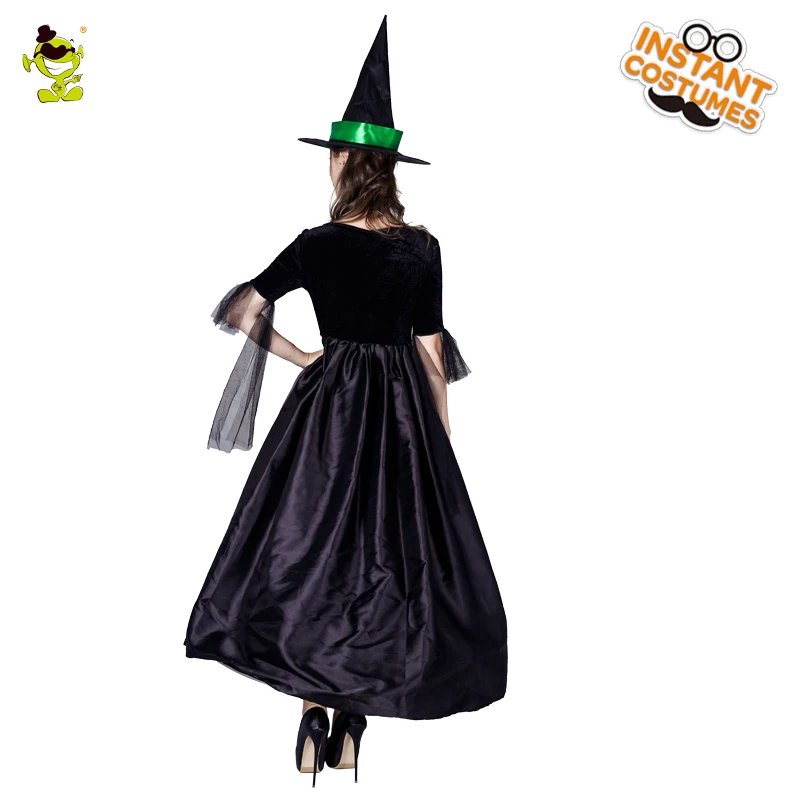 Цвета: черный зеленый элегантный костюм ведьмы для взрослых женщин сексуальный