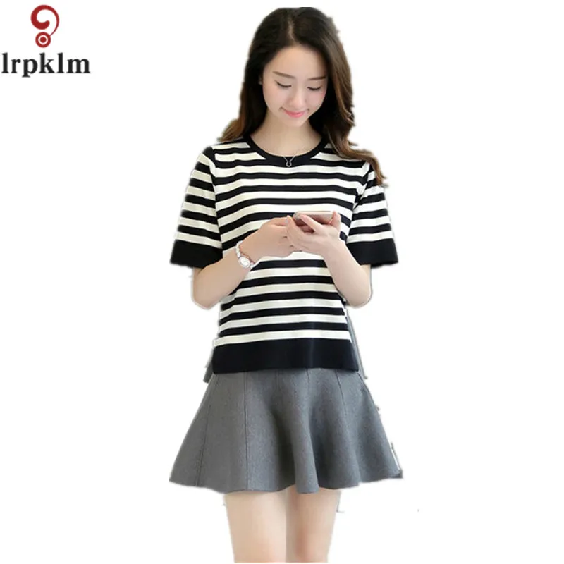 Женский Летний стиль короткий спереди сзади длинный круглый вырез вязаный