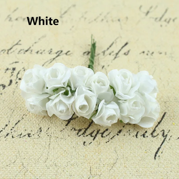 White 144 шт. 10 мм искусственный цветок Бумага розы Букет невесты для свадьбы домой вечерние украшения DIY ВЕНОК поддельные цветы - Цвет: White