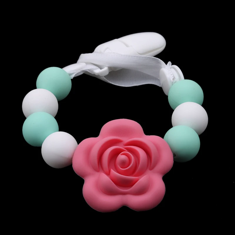 Забавная силиконовая соска детская цепочка с бусинами в виде розы магнитные цепи