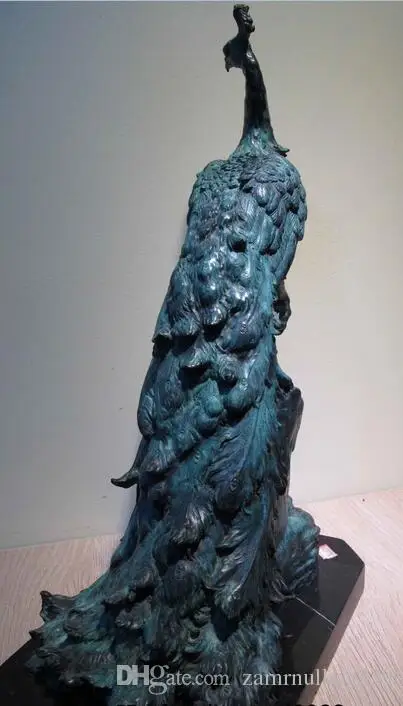 Арт Декор Медь Бронзовая статуэтка Павлин Peahen Мрамор база статуя