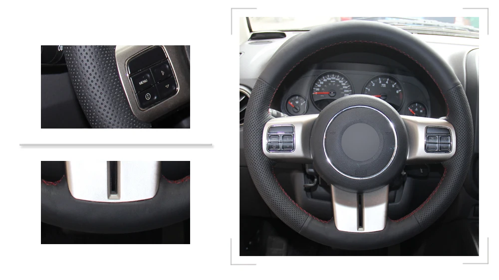 Черный PU искусственная кожа Чехол рулевого колеса автомобиля для Jeep Grand Cherokee 2011-2013 Компас Патриот 2011- Wrangler 2011
