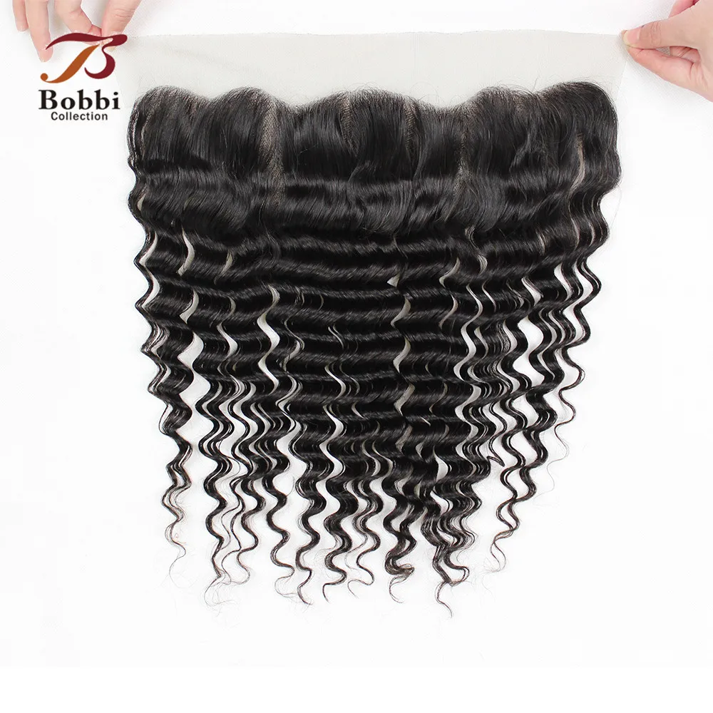 BOBBI перуанский волос глубокая волна пряди с фронтальной человеческие волосы уха