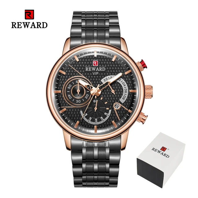 Black Rose Gold Награда мужские часы модные деловые часы мужские повседневные водонепроницаемые кварцевые наручные часы из нержавеющей стали часы Relogio Masculino - Цвет: Black Rose Gold