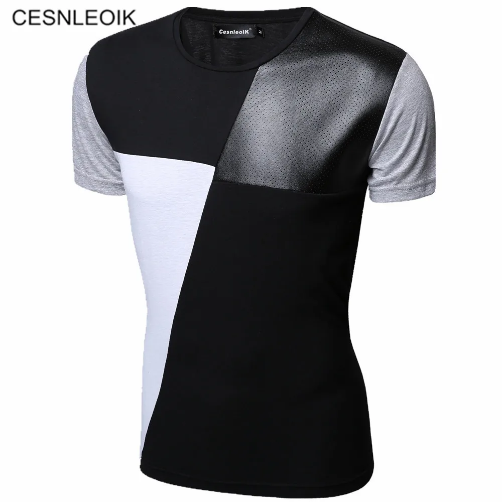 Дизайнерская мужская футболка Приталенная с вырезом лодочкой рубашка коротким