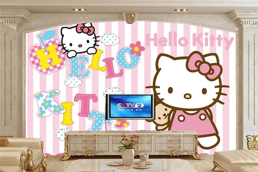 Настенные обои на заказ домашний декор милые розовые Мультяшные с котом