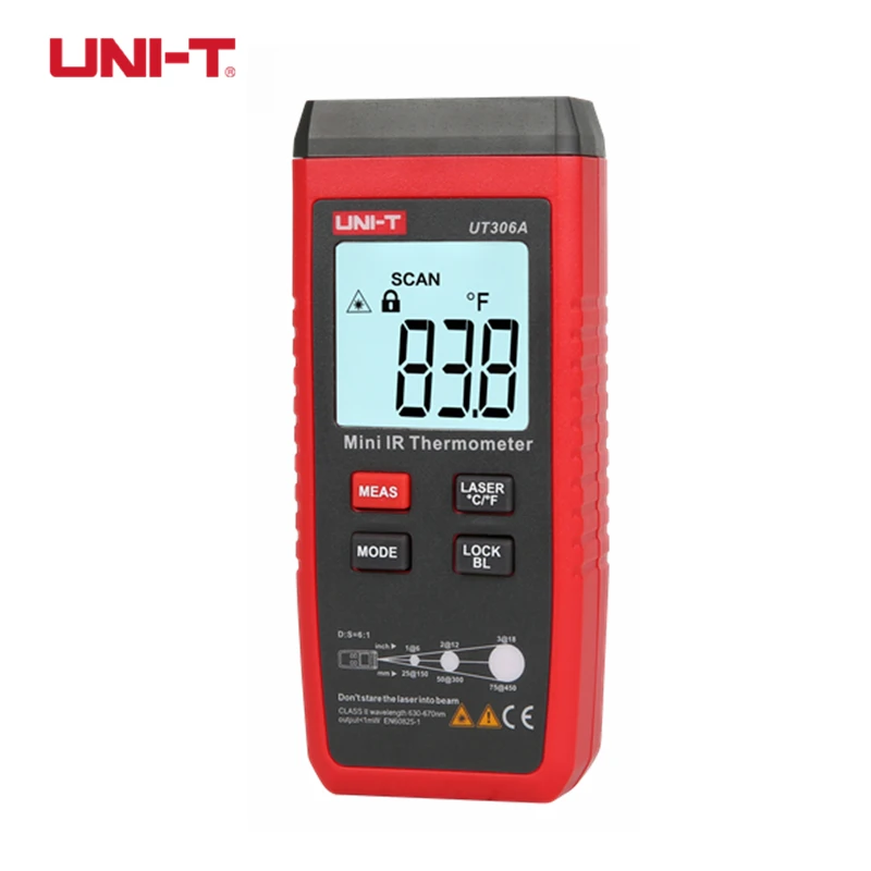 UNI T UT306A мини ЖК дисплей инфракрасный термометр для измерения температуры 35 ~ 300C