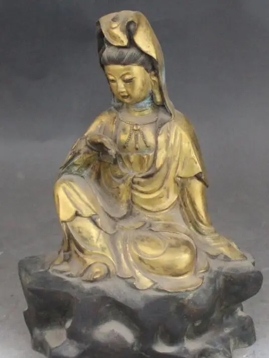 S2573 Tibet Purple Bronze Gold Bodhisattva Kwan-yin Goddess Buddha Statue | Дом и сад
