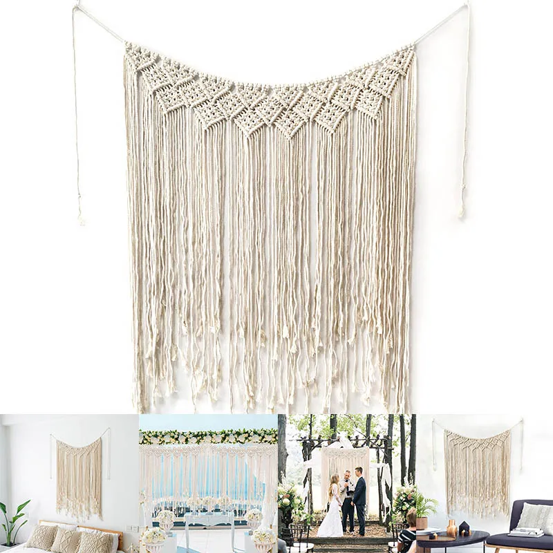 Макраме настенный хлопчатобумажный тканый гобелен ручной работы большой Бохо