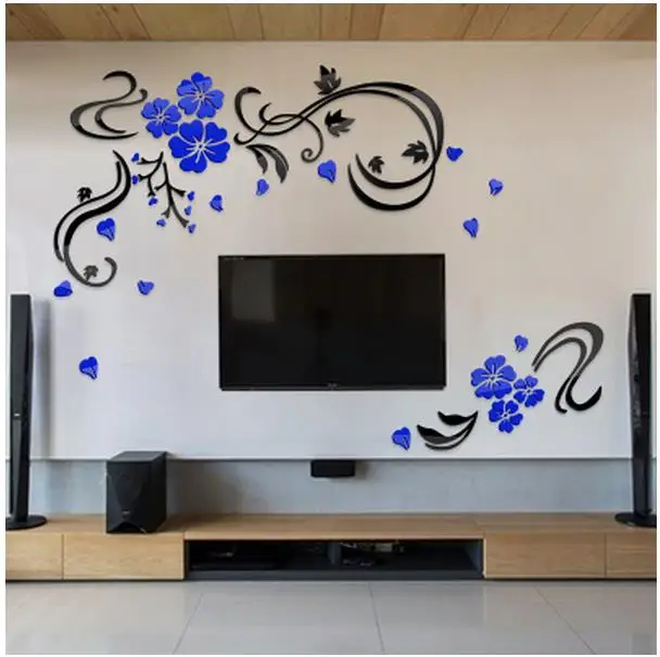 Бесплатная доставка лоза 3 D акрил кристалл сплошной стеной в гостиную ТВ