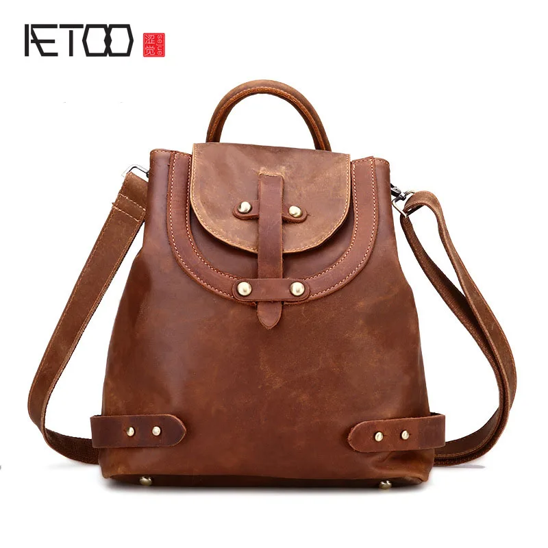 AETOO новый кожаный рюкзак дамы досуг mad horse КОЖА Ретро мода сумка модная сумка|bag f|bag