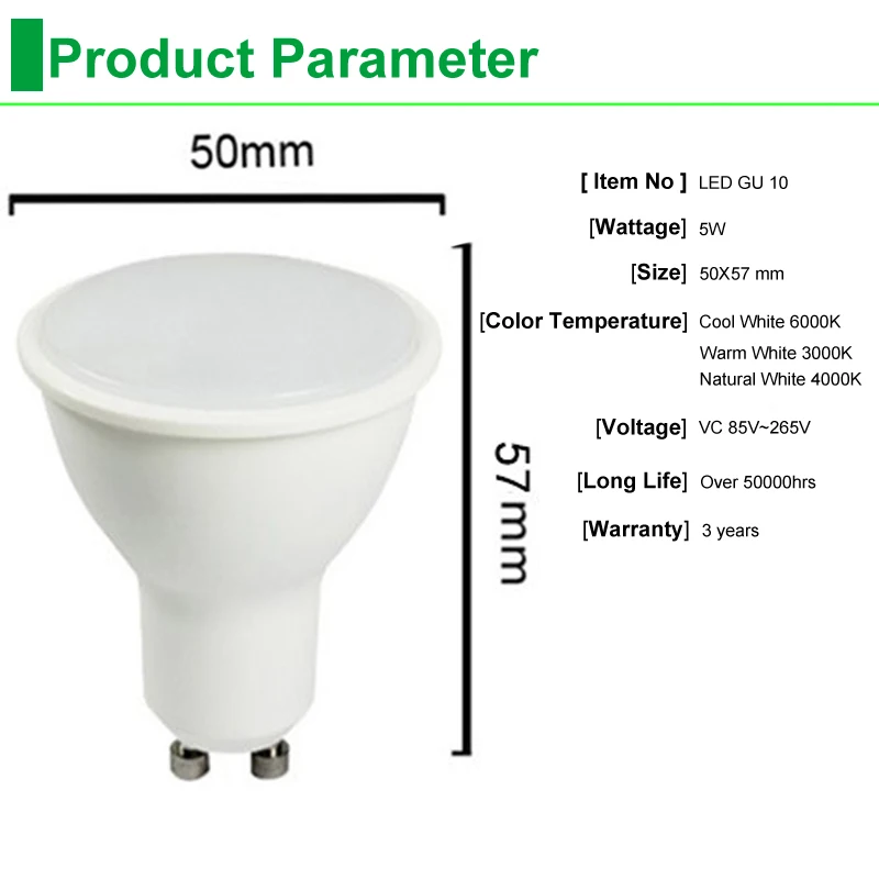 DC12V Mr16 Светодиодный лампы Gu10 Диммируемые 110V 220V точечные светильники SMD 5730