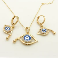 turkey ethnic evil eye pendantearrings set gold filled newest womens jewelry set paved cz eye with tear lady gift