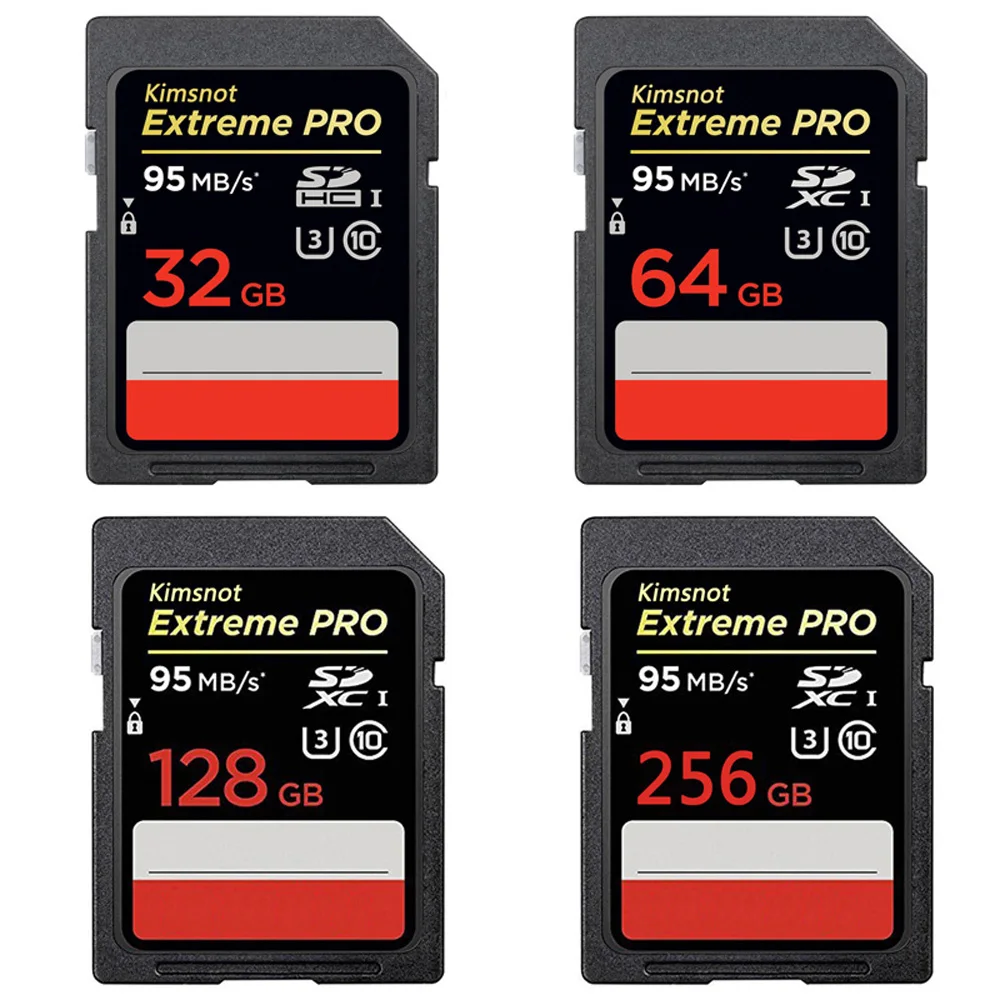 Kimsnot Extreme Pro SD карты Class10 слот для карт памяти 16 Гб оперативной памяти, 32 Гб встроенной памяти, 64 ГБ 128 ГБ 256 ГБ SDHC карта SDXC флэш карты 95 МБ/с. C10 высокое Скорость 633x UHS-I
