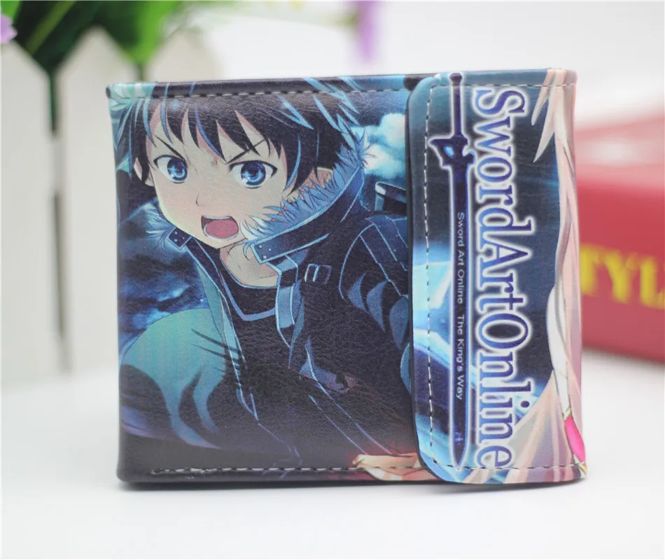 Аниме Sword Art Online SAO Kazuto Pu короткий кошелек двойной фото держатель для карт слоистая кнопка мужской кожаный кошелек с принтом для мальчиков и девочек