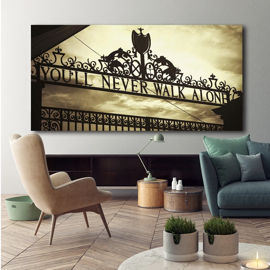 

HD Printing Canvas Painting Sports Liverpool Iron Gate You'll Never Walk Alone Home Decor Wall Art Posters Modular Picture Mural