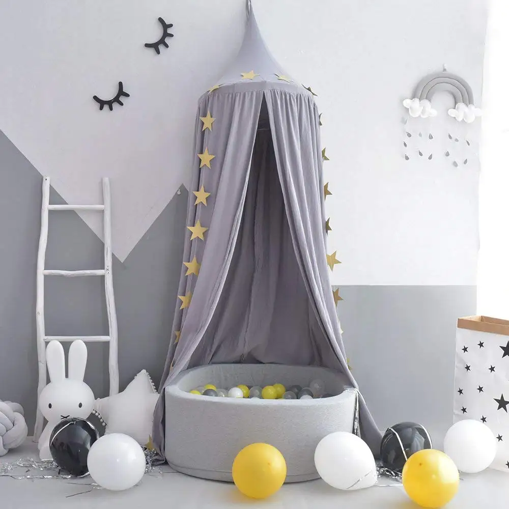 

Play House Tents for Kids Canopy Bed Curtain Baby Hanging Tent Crib Children Room Decor Round Hung Dome Mosquito Net Bed Valance