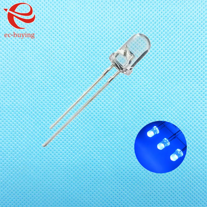 3 мм синий светодиодный круглый светоизлучающий диодный Прозрачный Ультра яркий
