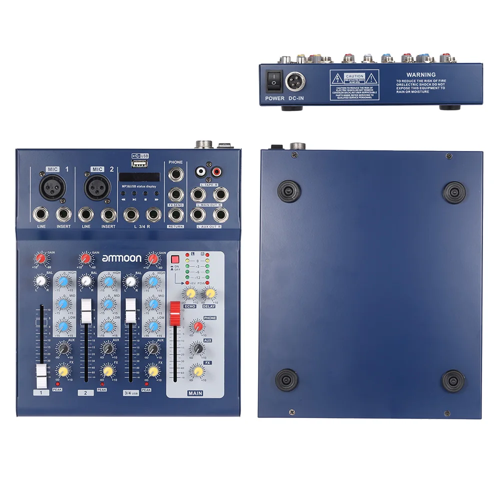 Миксер для диджея 3 канальный цифровой микрофон миксер 48 В фантомная мощность