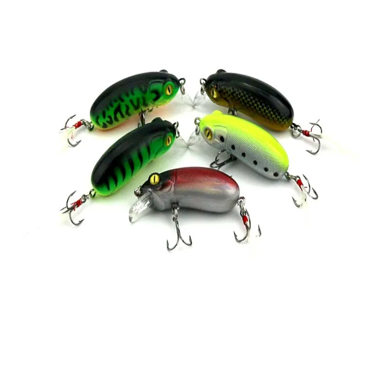 5 шт. в партии 6 см 10g Crank рыбалки Minnow приманки и головной повязкой с пером жесткий