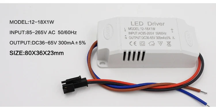 AC85-265V 1-36*1 Вт Светодиодный драйвер постоянного тока 3 Вт, 6 Вт, 9 Вт, 12 Вт, 18 Вт, 24 Вт, 36 Вт DC3-90V Питание светильник трансформаторы светодиодный вниз светильник 300mA