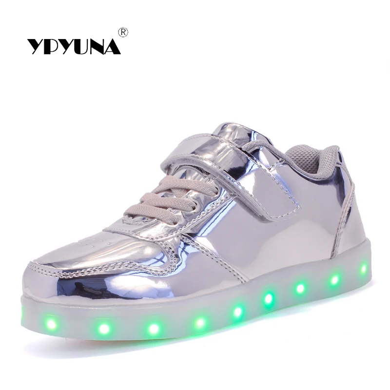 Size25-37/USB зарядки для мальчиков обувь с подошвой Enfant светодиодные светящиеся