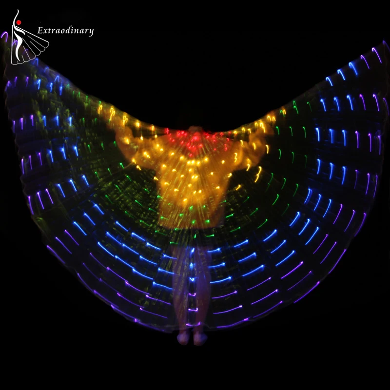 Belly Dance Led Isis Wings with Adjustable Sticks Adult Accessories Stage Performance Props Shining Open 360 Degrees |