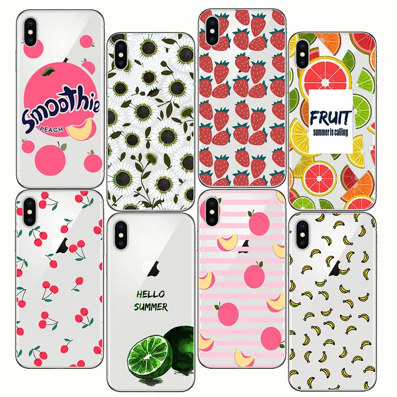 Чехол для телефона Fundas Лето фрукты смузи персик вишня лимон банан и iPhone 5S SE 6 6s X 7 8