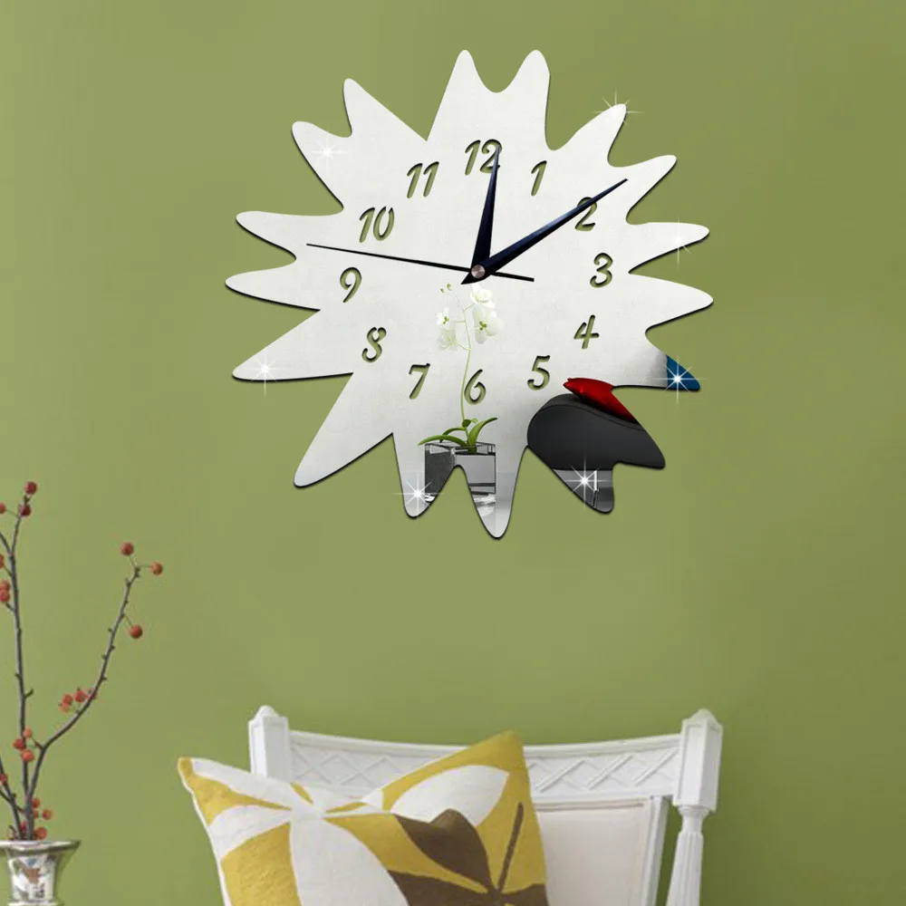 Современные настенные часы &quotсделай сам&quot 3D зеркальная поверхность наклейка