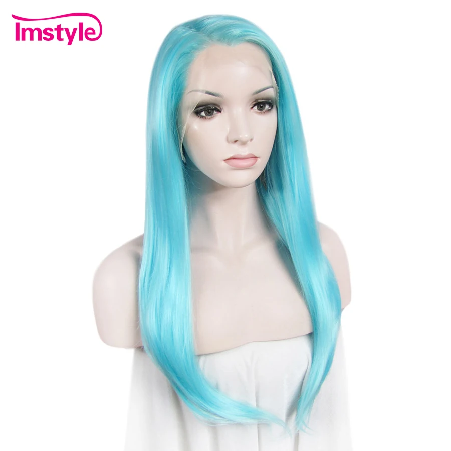 Imstyle парик с кружевом спереди прямые синие длинные парики для женщин