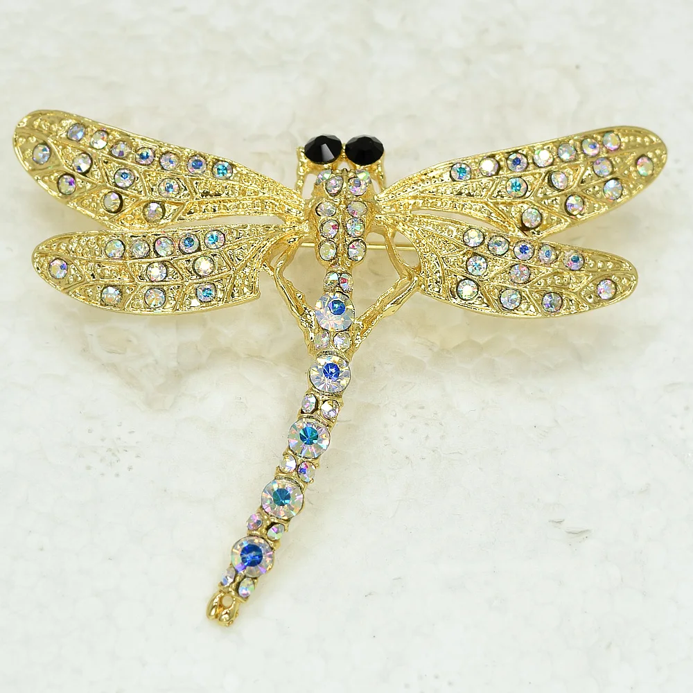 

Dragonfly Brooch Clear AB Rhinestone Pin brooches C497 F2