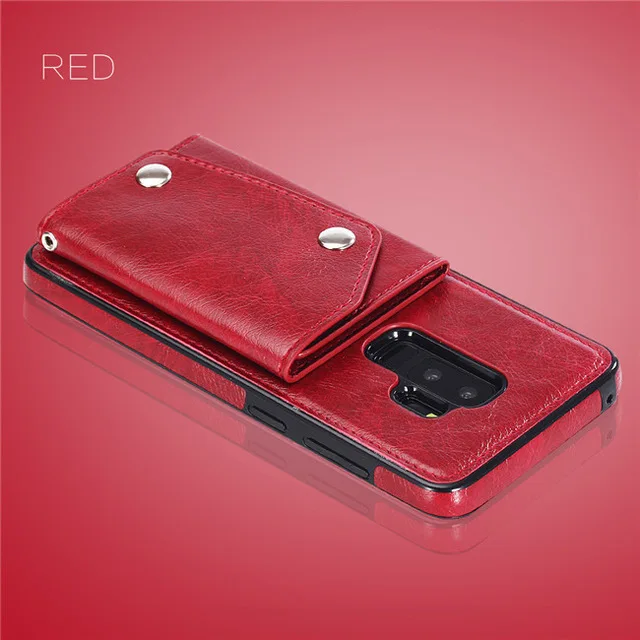Red Кожаный чехол-кошелек s для samsung galaxy S9 s 8 Plus s7 s7edge s8plus s9plus, Роскошный чехол для телефона, чехол-накладка для galaxy note 8 9 - Цвет: Red