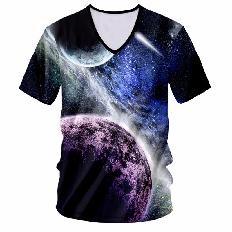 OGKB новые мужские летние топы с принтом планеты Космос 3d Футболка мужская хип хоп
