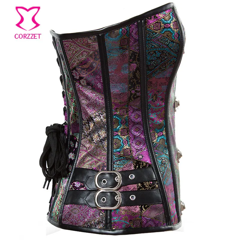 Черный стильный корсет в стиле стимпанк | Женская одежда