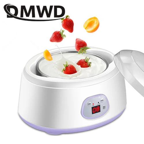 Smart no cups purple DMWD электрическая Йогуртница Leben ферментер Автоматическая многофункциональная нержавеющая сталь лайнер Natto рисовое вино йогурт машина 4 чашки - Цвет: Smart no cups purple