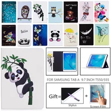 SM-T550 Fashion Cat butterfly Painted Case For Samsung Galaxy Tab A 9.7 SM-T555 T550 P555 Smart Cover Funda Tablet Stand Shell