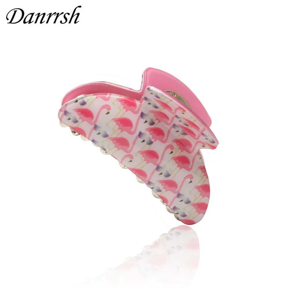 

Заколка для волос Arcylic шпильки с цветком, краб в горошек с фламинго для женщин и девочек, средний размер аксессуары и клипсы для волос