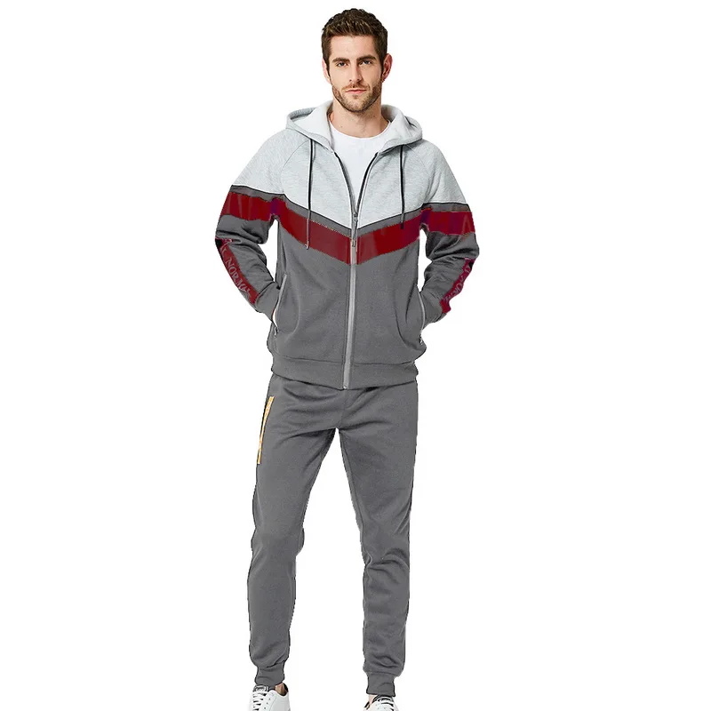 CYSINCOS мужские осенние 2 шт толстовки с капюшоном пальто и спортивные брюки набор