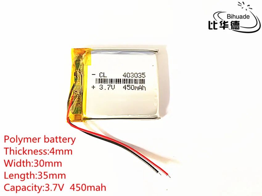 1pcs 3.7V 450mAh 403035 Lithium Polymer Li-Po li ion Rechargeable Battery cells For Mp3 MP4 MP5 GPS PSP mobile bluetooth | Электроника